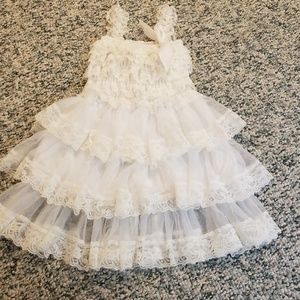 Girls White Portrait Dress Size 2/3